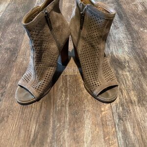 Lucky Brand Brown Peep-Toe Ankle Boots